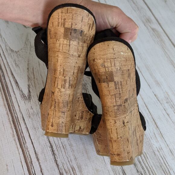 Delicious Wooden Cork Platform Sandals sz 7 - Picture 4 of 6